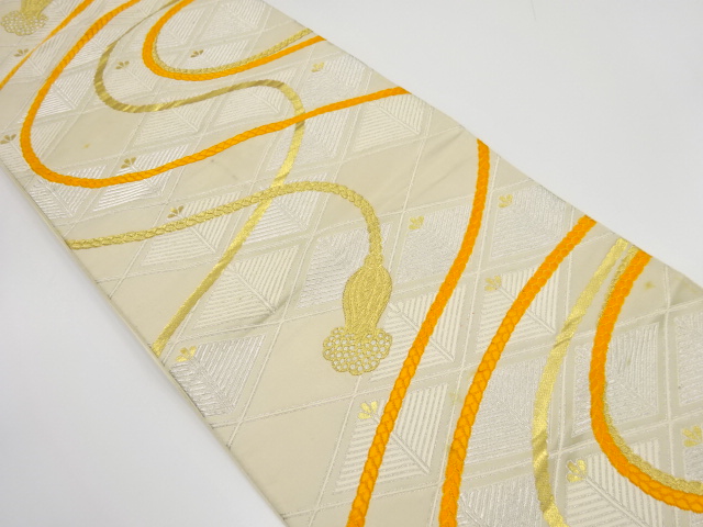 JAPANESE KIMONO / ANTIQUE FUKURO OBI / SILK / WOVEN YOUNG PINE